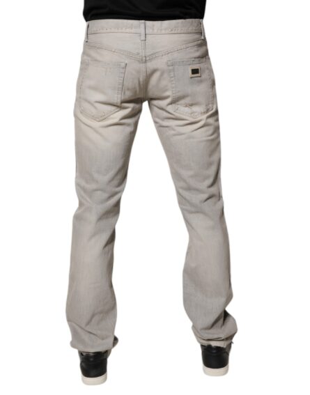 Light Gray Cotton Skinny Denim Jeans - Image 4