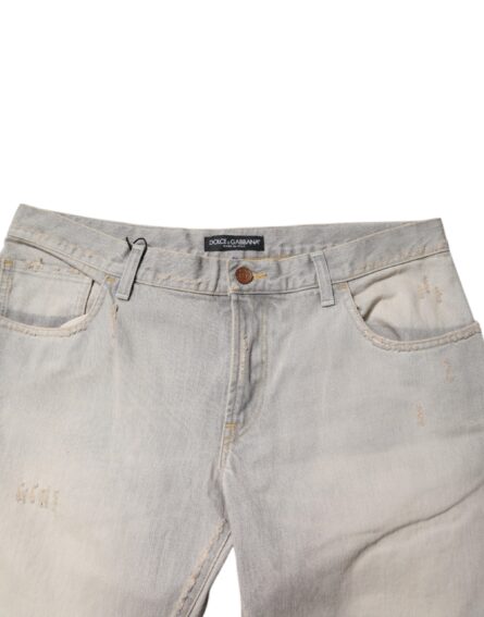 Light Gray Cotton Skinny Denim Jeans - Image 5