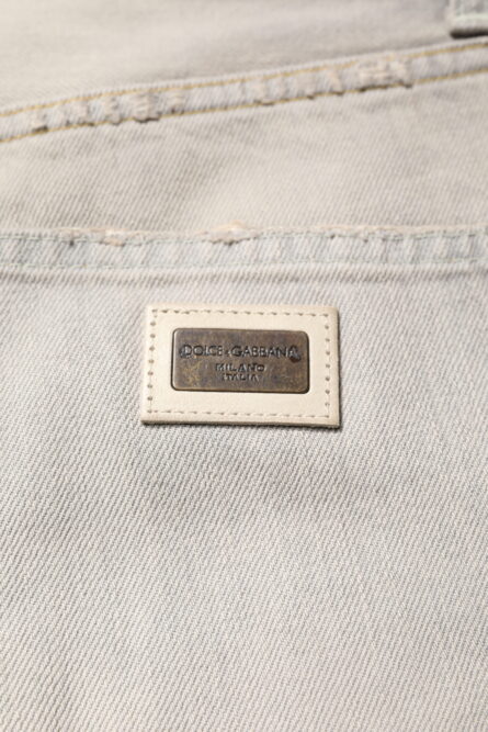 Light Gray Cotton Skinny Denim Jeans - Image 6