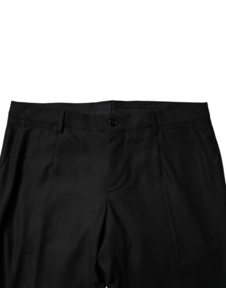 Black Virgin Wool MenSkinny Dress Formal Pants - Image 5