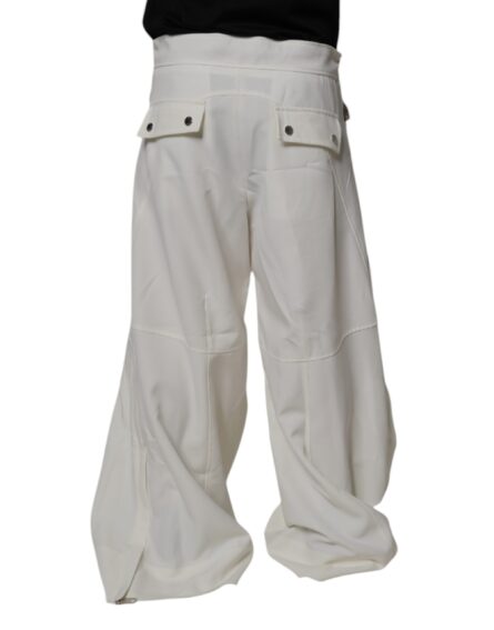 White Mid Waist Wide Leg Pants - Image 4