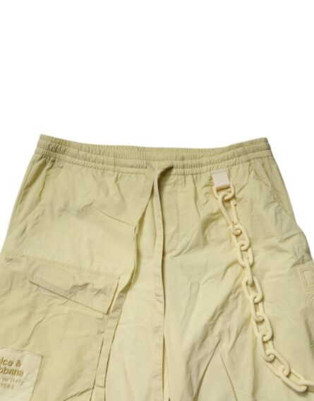 Yellow Nylon Cargo Chain Men Jogger Pants - Image 5