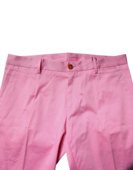 Pink Cotton Slim Fit Men Dress Formal Pants - Image 5