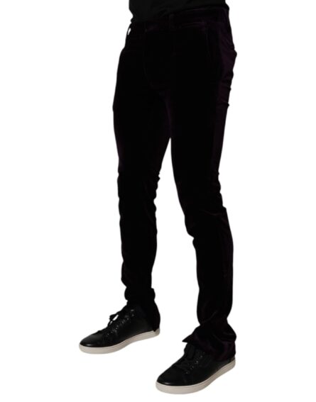 Violet Velvet Cotton Men Dress Formal Pants - Image 3