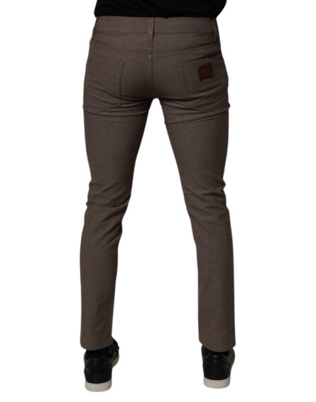 Brown Cotton Stretch Chino Pants - Image 4