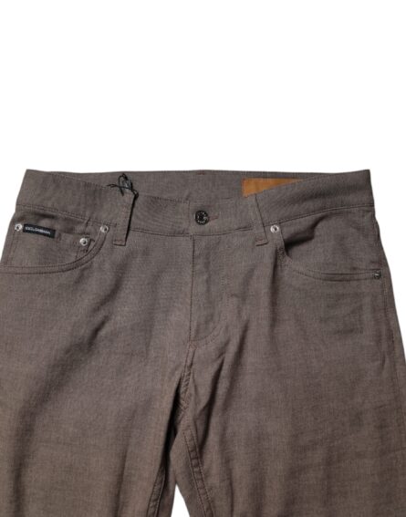 Brown Cotton Stretch Chino Pants - Image 5