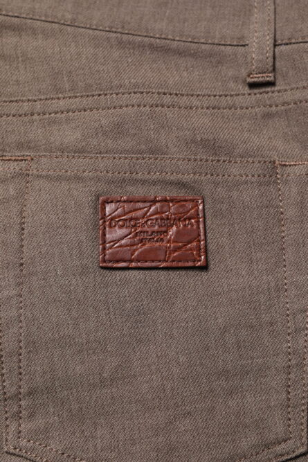 Brown Cotton Stretch Chino Pants - Image 6