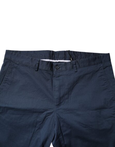 Blue Cotton Mid Waist Men Bermuda Shorts - Image 5
