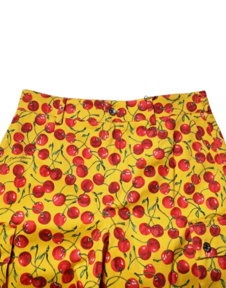 Yellow Cherry Print Cotton Men Bermuda Shorts - Image 5