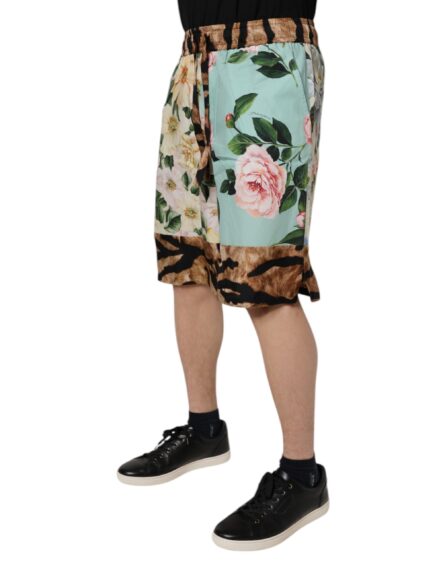 Multicolor Floral Print Men Bermuda Shorts - Image 3