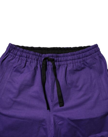 Purple Cotton Men Bermuda Sweatshorts Shorts - Image 5