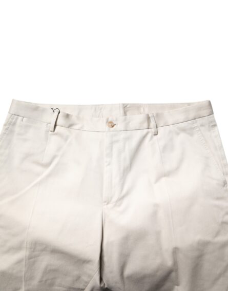 Beige Cotton Stretch Mid Waist Bermuda Shorts - Image 5