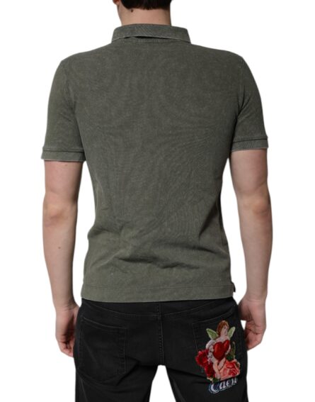 Army Green Logo Plaque Cotton Polo Shirt T-shirt - Image 4