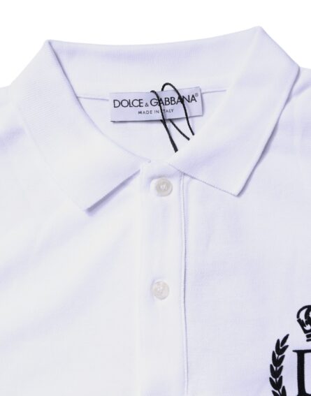 White Cotton Crown Collared Men Polo T-shirt - Image 6