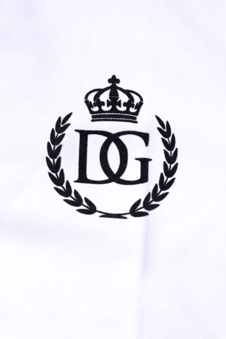 White Cotton Crown Collared Men Polo T-shirt - Image 7