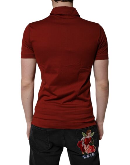 Red Cotton DG Logo Collared Men Polo T-shirt - Image 4