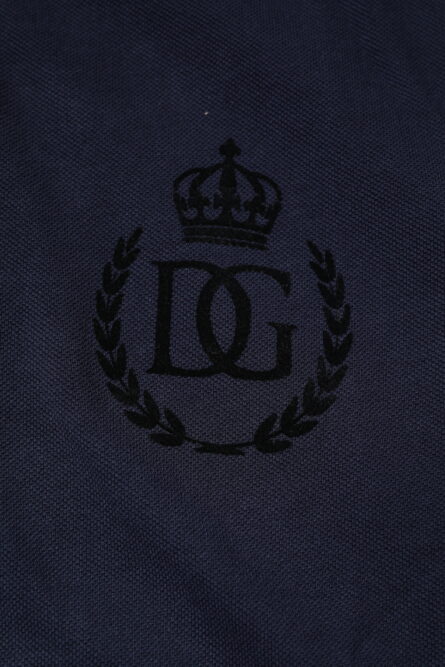Dark Blue Cotton Crown Collared Polo T-shirt - Image 7