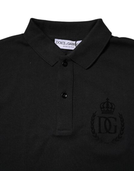 Black Cotton DG Logo Collared Polo T-shirt - Image 5