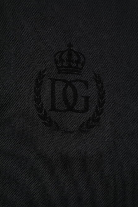 Black Cotton DG Logo Collared Polo T-shirt - Image 6
