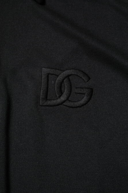 Black Polyester DG Logo Collared Polo T-shirt - Image 7