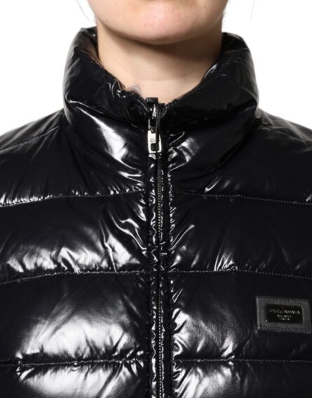 Black Logo Plaque Full Zip Puffer Jacket - Image 6