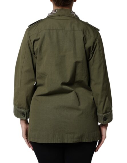 Military Green Queen Embellished Coat Jacket - Image 4