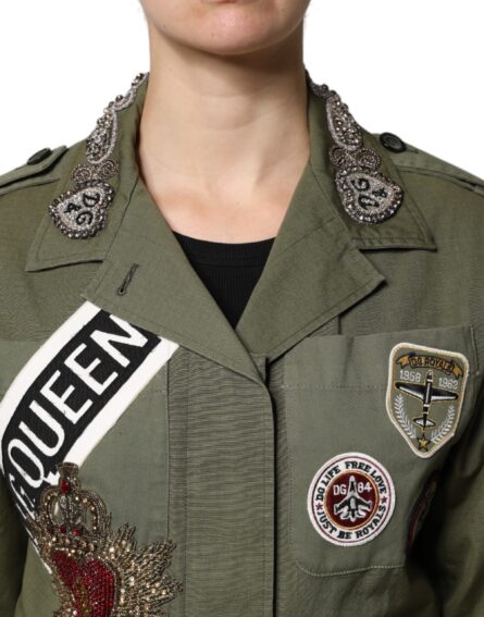 Military Green Queen Embellished Coat Jacket - Image 6