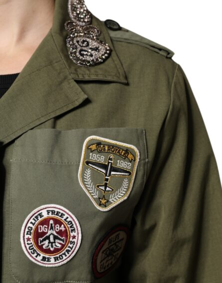 Military Green Queen Embellished Coat Jacket - Image 7