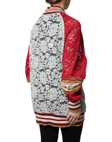 Multicolor Floral Lace Cardigan Sweater - Image 4