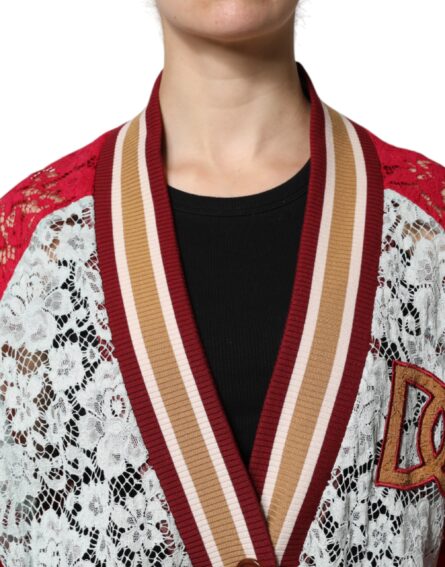 Multicolor Floral Lace Cardigan Sweater - Image 5
