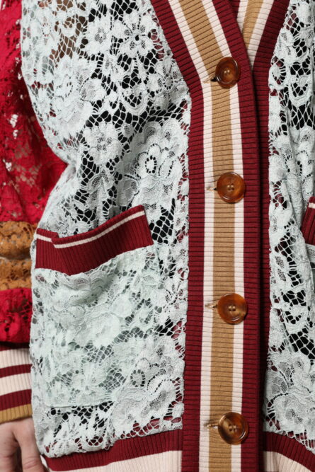 Multicolor Floral Lace Cardigan Sweater - Image 6