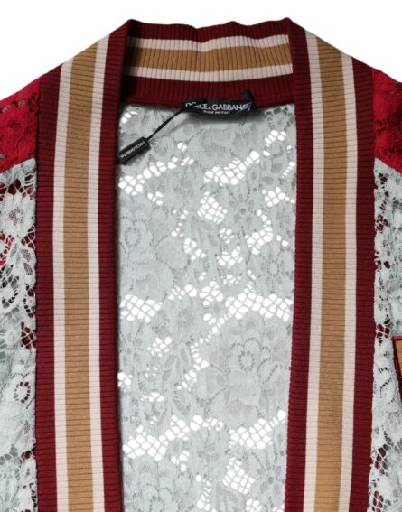 Multicolor Floral Lace Cardigan Sweater - Image 8
