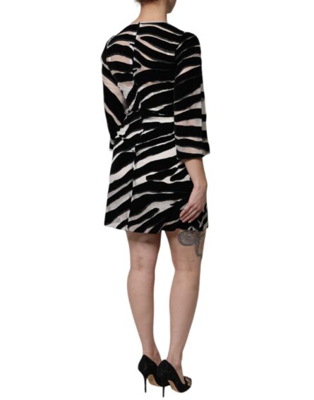 Black White Zebra A-line Sheath Mini Dress - Image 5