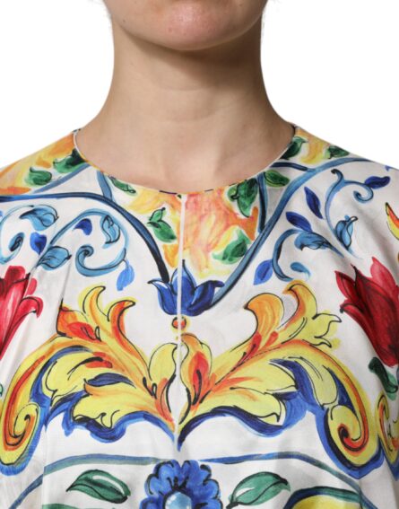 Multicolor Majolica Kaftan Short Sleeves Maxi Dress - Image 6