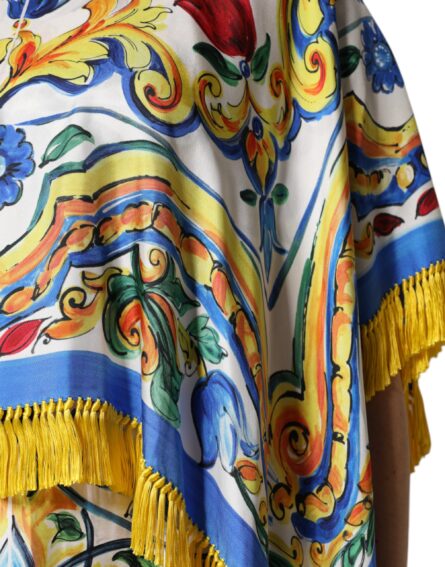 Multicolor Majolica Kaftan Short Sleeves Maxi Dress - Image 7