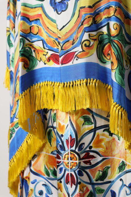 Multicolor Majolica Kaftan Short Sleeves Maxi Dress - Image 8
