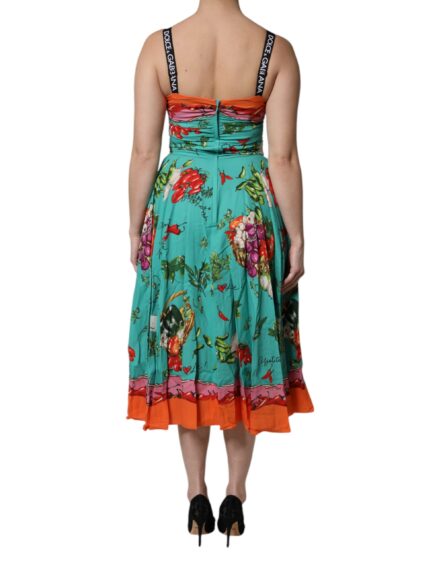 Multicolor Printed Silk Sleeveless Midi Dress - Image 4