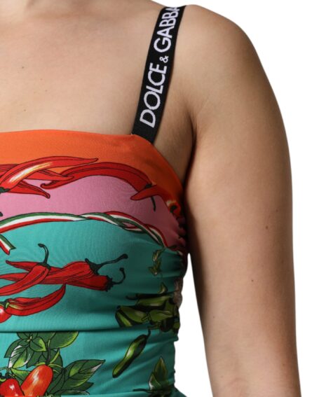 Multicolor Printed Silk Sleeveless Midi Dress - Image 7