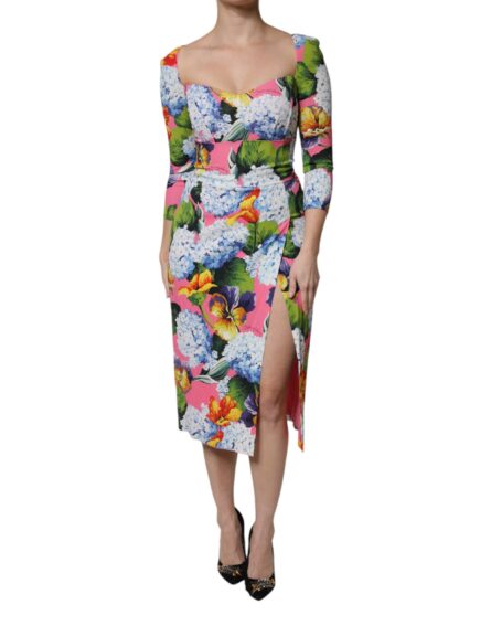 Multicolor Floral Side Slit Midi Dress - Image 2