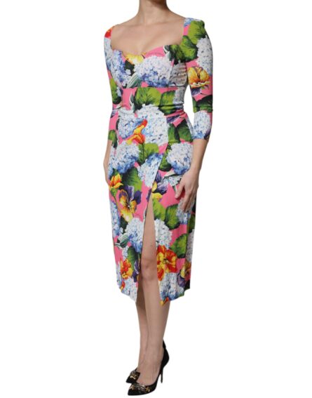 Multicolor Floral Side Slit Midi Dress - Image 3