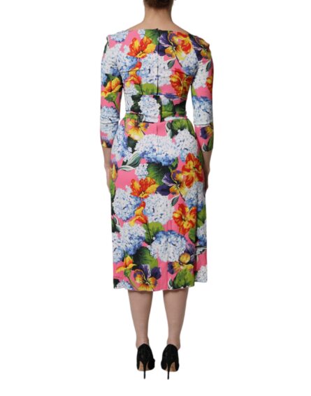 Multicolor Floral Side Slit Midi Dress - Image 4
