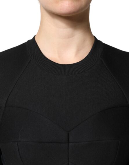 Black Cotton Long Sleeves A-line Mini Dress - Image 6