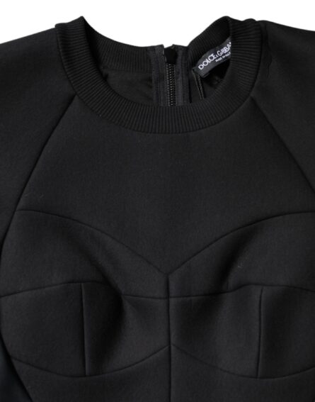 Black Cotton Long Sleeves A-line Mini Dress - Image 8