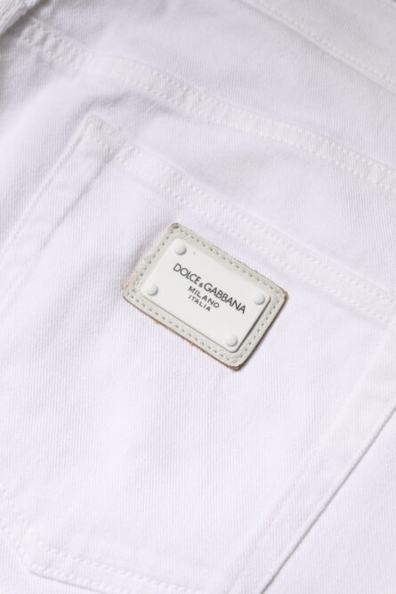 White Cotton Mid Waist Skinny Denim Jeans - Image 7