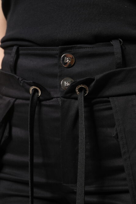 Black Cotton High Waist Cargo Pants - Image 6