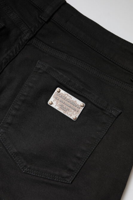 Black Cotton High Waist Skinny Denim Jeans - Image 7
