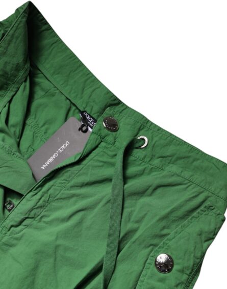 Green Cotton High Waist Cargo Pants - Image 7