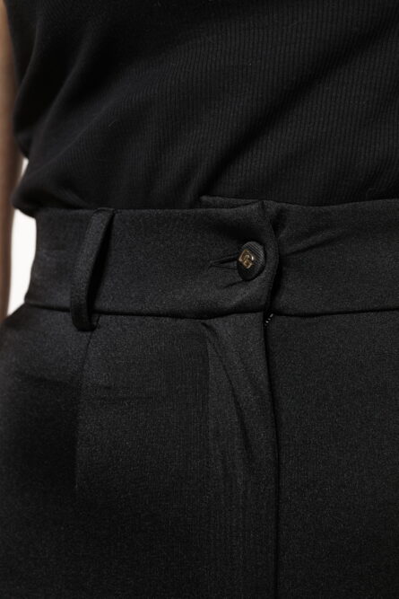 Black Nylon High Waist Slim Fit Pants - Image 5