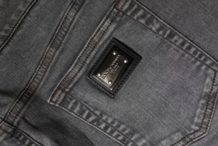 Gray Cotton Stretch Mid Waist Denim Mini Skirt - Image 7