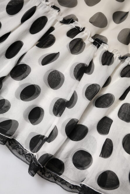 White Black Polka Dots Knee Length Skirt - Image 7